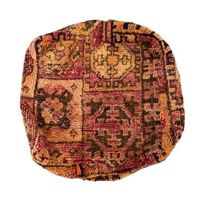 Vintage Moroccan Wool Pouf Floor Cushion Ottoman